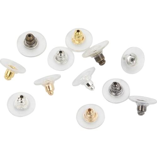 100pcs Golden Silver Rubber Earring Backs Stopper Stud Earring Back For Jewelry Making DIY Findings Accessories Supplies 11x6mm