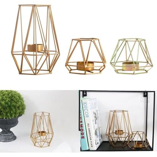3D Geometric Dinner Candle Holder Candlestick Metal Wire Tea Light Candle Holder for Home Wedding Party Church Decor