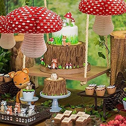 3D Mushroom Lanterns Mushroom Shaped Paper Hanging Ornament Backdrop for Fairy Baby Shower Nursery Garden Wedding Decoration