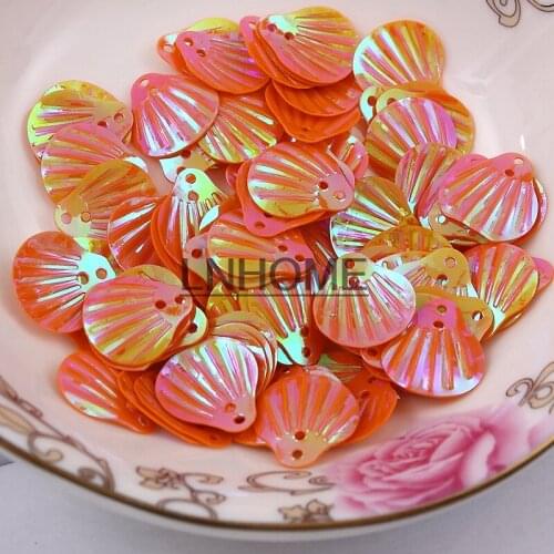 400pcs 18mm Large Shell Sequins Loose PVC Sequins for Crafts Sewing DIY Dance Dress Clothing Accessories Orange AB Confetti