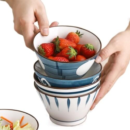 5-Inch Ceramic Abstract Color Pattern Tableware Goblet Rice Fruit Salad Dessert Bowl Hand-Painted Creative Small Food Container