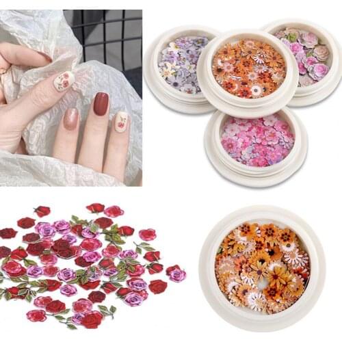 50 Pcs/Box Exquisite Nail Accessories Waterproof Wood Pulp Dried Flowers Sticker Patch for Women