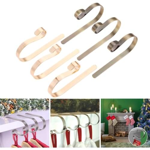 6/4/1 pc 120mm Christmas Stocking Holder Hanging Hooks Buckles Christmas Party Ornament Fireplace Mantel Self Adhesive Hanger