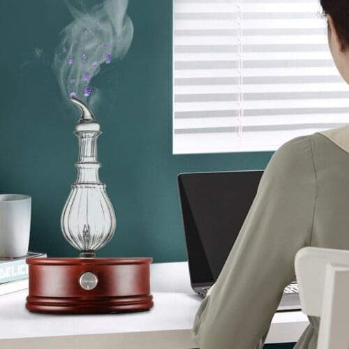 Vintage Redwooden Glass Waterless Essential Oil Diffuser Solid Cold Aromatherapy Machine Diffuser Aroma Nebulizer