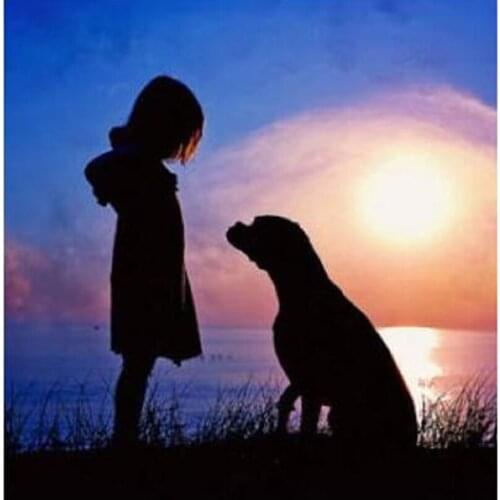 Diamond Embroidery,5D,Diamond Painting,Cross Stitch,3D,Diamond Mosaic,Decoration, Friends , young girl and dog. handcraft AS093