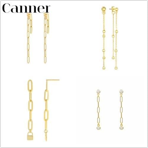 Canner 925 Sterling Silver Chain Locker Piercing Rock Punk Pendiente Ohrringe Line Earrings New 2020 Party Jewelry For Women W5
