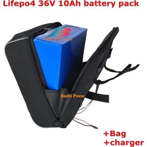 Bolsa bateria bicicleta lifepo4 36v 10ah battery pack batteries 36v 10ah bateria for 350w 500w bicicleta litio +charger + Bag
