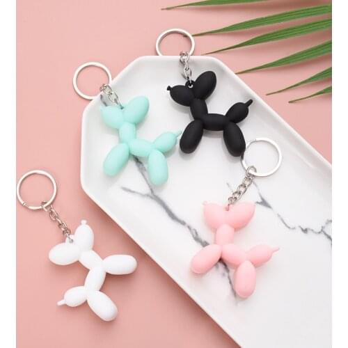 5 Colors Balloon Dog Soft Rubber PVC Three-Dimensional Keychain Exquisite Gift DIY Pendant Car Interior Cartoon Key Ring Key Cha