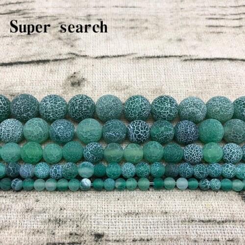 Natural Stone Beads Green Weathered agat Round Loose Ball 4/6/8/10/12MM DIY Handicraft Jewelry Bracelet Necklace Making