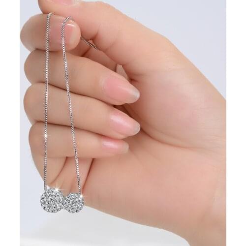 DIWENFU Solid 925 Silver Sterling 45cm Necklace Diamond Pendant Women Men Collares Mujer Naszyjnik Silver 925 Jewelry Pendant