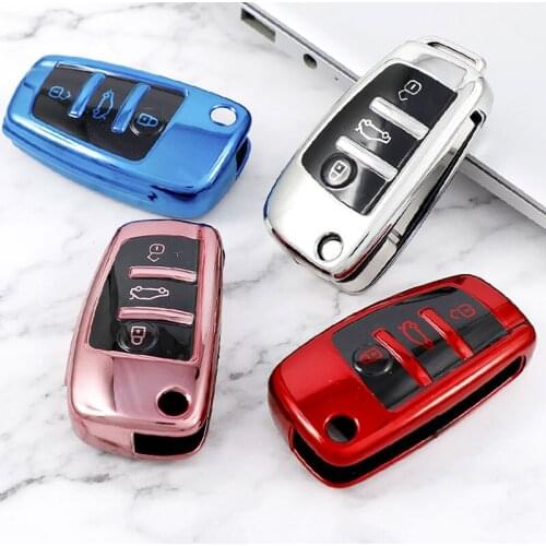 TPU Car Key Case Bag Holder Shell Cover Key Chain Ring for Audi A1 A3 A4 A5 A6 A7 Q3 Q5 S6 B6 B7 B8 C6 8P 8V Accessories
