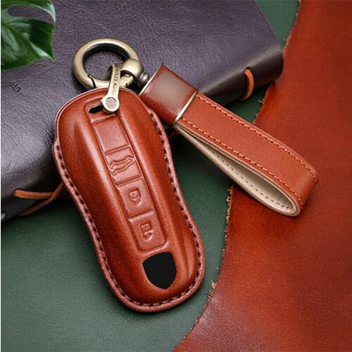 Genuine Leather Key Fob Remote Cover Case For Porsche Cayenne18+ Panamera 17