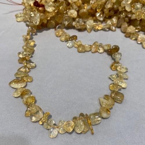 DIY jewelry natural citrine necklace loose beads raw-material irregular shape 39-40CM fine women jewelry findings free shipping