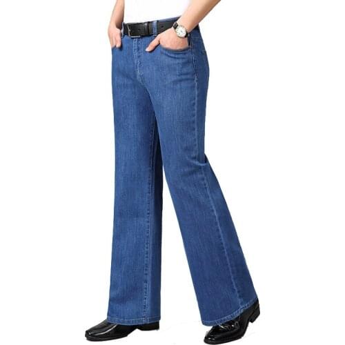 Jeans For Men Mens High Waist Stretch Loose Wide-Leg Pants Classic Design Big Flared Pants Size 26-34