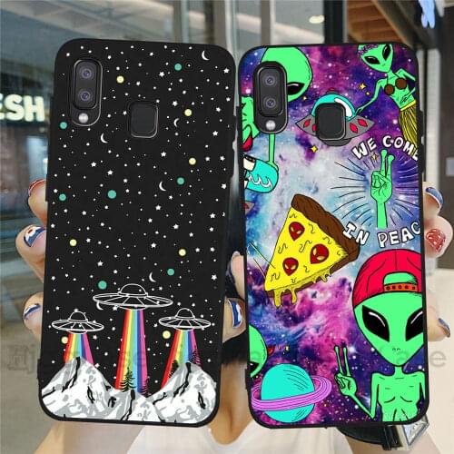 Aesthetics Cute Cartoon alien space Soft Silicone Phone Case Cover Shell For Samsung S10 S8 S9 S20 Plus S20 Ultra S7 Edge Coque