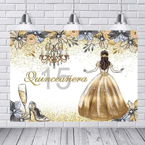 Mehotofo Photography Background Golden Glitter Adult Princess Dress Lady 15th Birthday Party High Heel Decoration Photo Studio