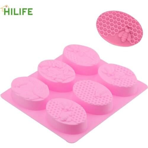 3D Insect Soap Mould 6 Forms Oval Bee Soap Mold Silicone Easy To Demould DIY Handmade Craft Soap Molds Tray