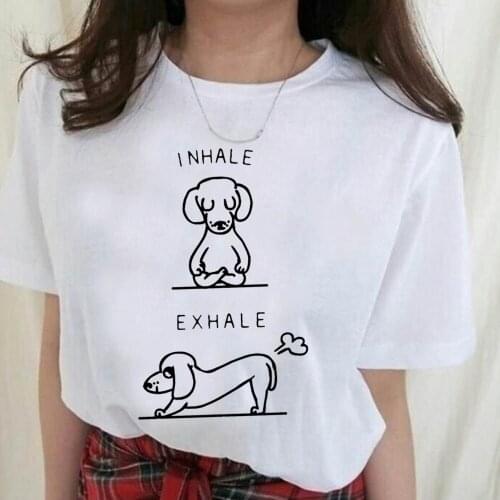 I Nhale Exhale Dog Funny Graphic T Shirts Women Cotton Letter Harajuku T Shirt Causal Summer Cute Tops Streetwear Dropshipping