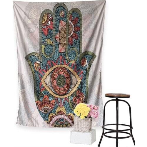 Hamsa Hand Tapestry Bohemia Indian Mandala Floral Wall Hanging Tapestry For Home Psychedelic Bedspread Beach Mat Yoga Mat