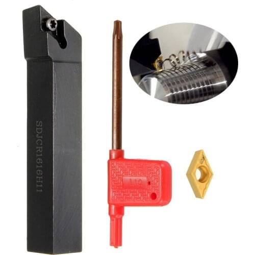 External Turning Tool Hot Sale 6 x100mm SDJCR1616H11 1Holder + DCMT11T308 T15 LatheTurning Tool Boring Bar Black DCMT 11T3