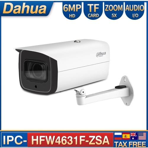 Dahua IP Camera 6MP IPC-HFW4631F-ZSA 2.7-13.5mm 5X Zoom with bracket POE Camera outdoor IR60M MIC SD Card Slot IP67 IK10 Bullet