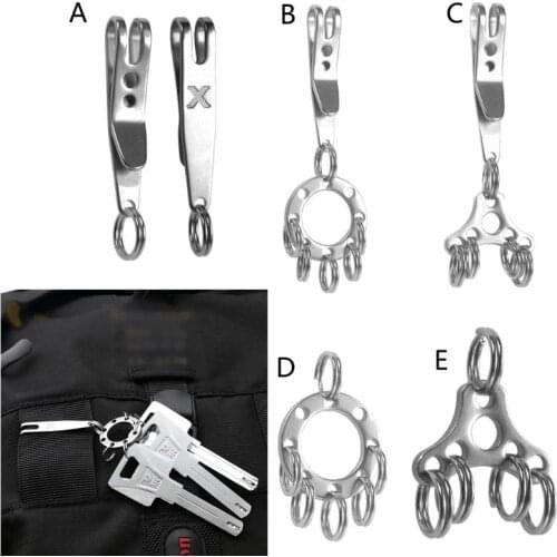 Stainless Steel Keychain Pocket Clip Multi-Purpose Pocket Suspension Clip and Key Ring Holder for EDC Outdoor Tools