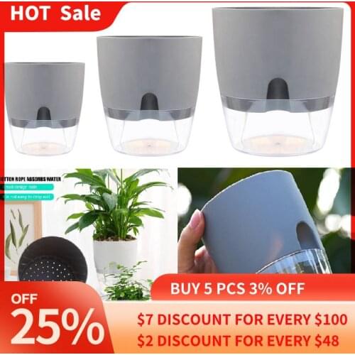 Lazy Automatic Water Absorbing Flower Pot Self Watering Planter with Water Container Bonsai Hydroponic Plant Potted Home Garden