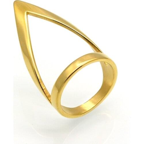 Fashion Women Men Simple Sharp Color Gold Stainless Steel Wide Big Round Cone Rings Jewelry For Christmas A Gift