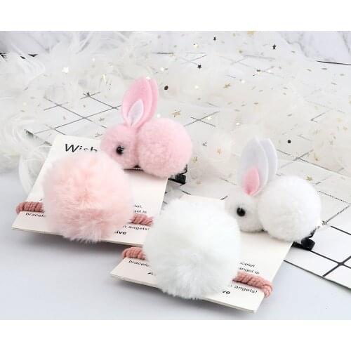 Soft Hairball Hair Bands Accessories Cute Plush Rabbit Elastic Hair Ties Sweet Bunny Hair Clip Headwear Gift For Women Girl Kids