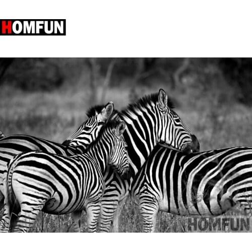 HOMFUN 3D Diamond Painting "Animal zebra" DIY Full Rhinestones Drill Cross-stitch Kits Square Round Diamond Embroidery A27643