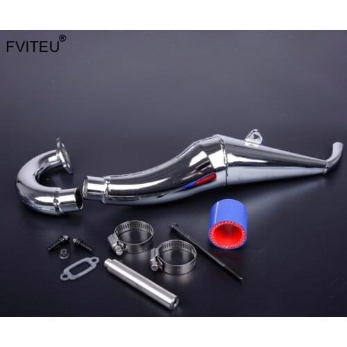FVITEU Chrome metal side pipe set exhaust pipe tuned pipe for 1/5 hpi baja 5b ss rovan baja 4wd baja Parts