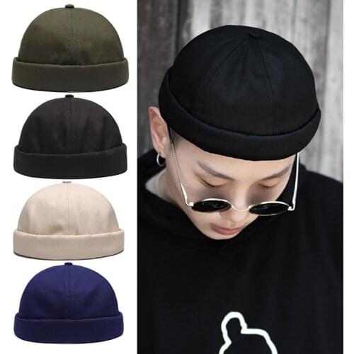 New Spring Brimless Hats Hip Hop Beanie Skullcap Street Knitted Hat Women Men Acrylic Casual Solid Pumpkin Portable Melon Cap