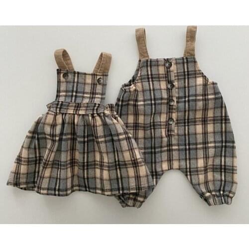 Sister Brother Matching Clothes Newborn Kids Baby Boy Girl Clothes Romper Bib Pants Dress Famliy Matching Outfit Girl Clothes