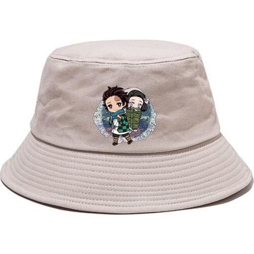 Anime Demon Slayer Bucket Hat Teenger Fisherman Hat Boonie Hat Casual Outdoor Cap Student Summer Sun Cap Beach Hat Hip Hop Cap