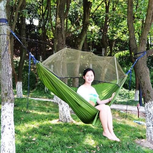 Person Outdoor Mosquito Net Single Parachute Hammock Camping Hanging Sleeping Bed Swing Portable Double Chair Hamac Army Green