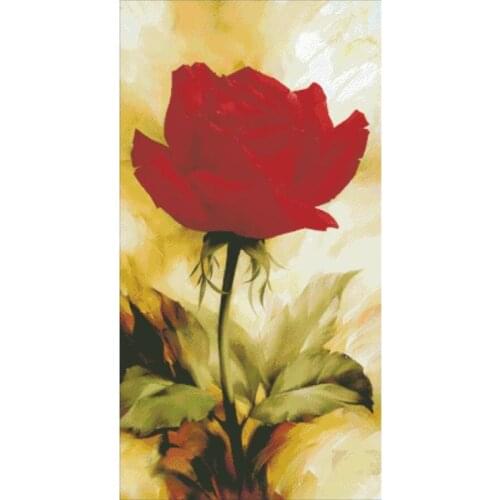 One-red rose cross stitch package big bloom 18ct 14ct 11ct cloth cotton thread embroidery DIY handmade needlework