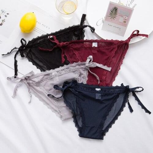 Sexy Women G-Strings Lace Thongs Hollow Erotic Underwear Low Waist Panties Ladies Underpants Briefs Transparent Panties