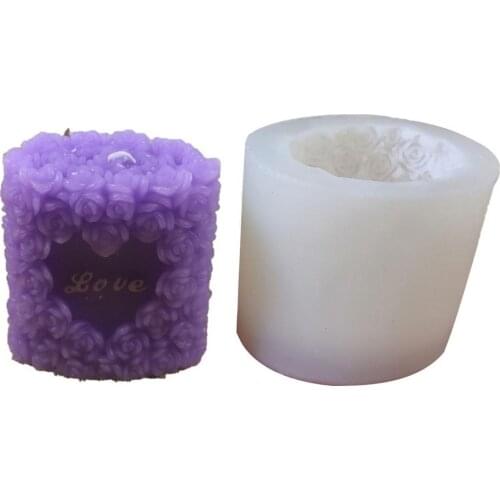 3D Rose Candle Silicone Mold DIY Candle Making Gypsum Plaster Mould Cylinder Shape Silicone Candle Molds Handmade Soap Mold