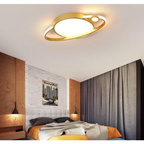 LED Nordic Modern Minimalist Golden Round Ceiling Lamp Creative Personality Warm Living Room Bedroom Study Ceiling Lamp Lighting