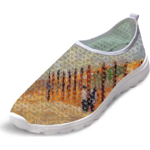 Light Weight Male Causal Flats Shoes Painting Art Print Men Fashional Summer Breathable Sneakers Mesh Shoes Georges Seurat