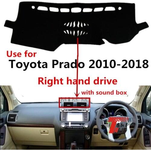 TAIJS Right Hand Drive Fashion Style Car Dashboard Cover Dust Resistant Mat Fit for TOYOTA PRADO 2010-2018 With Sound Hole
