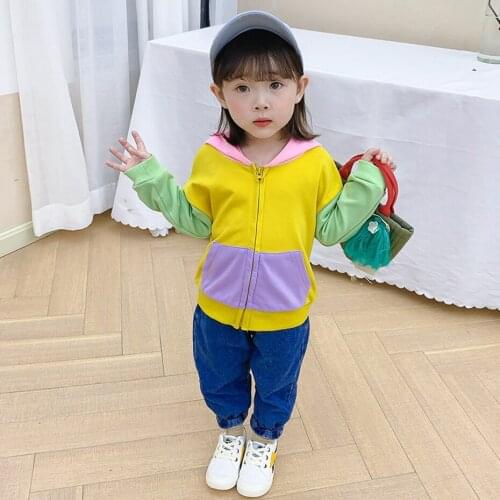 "2021 Autumn Winter Sweatshirt Boys Girls Children Thicken Pullover Top Fashion Patchwork Girls Hoodie Toddler Sweatshirt Coat "