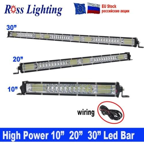 Slim 10D Car LED Light Bar 10" 20" 30inch Dual Row Spot Flood Combo LED Bar Driving Lights for Auto Offroad 4x4 12V 24V