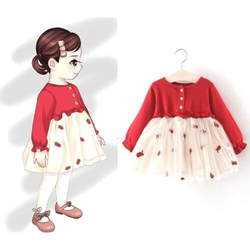 Spring Autumn Baby Dress Cotton Long Sleeve Infant Dress Pineapple Embroideried Princess Tutu Dress Vestidos Baby Girls Clothing