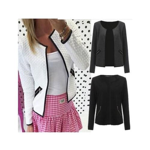 Womens autumn and winter new short fashion zip top