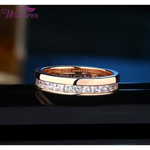 Wuziwen Eternity 14 K Rose Gold Wedding Engagement Rings For Women Promise Ring AAA Zircon BR0696