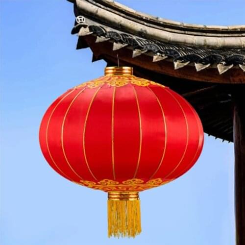 1PC Chinese New Year Lantern New Years Chinatown, Red Festive Lantern Balcony Outdoor Waterproof Wedding Custom Silk
