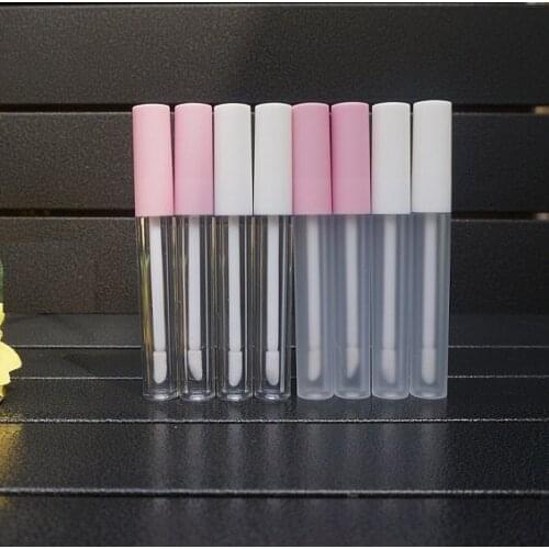 10/30/50/100pcs 2.5ml Frosted Empty Pink/White Lipgloss Tube Cap,DIY Cosmetic Lip Gloss Container,Clear Plastic Lip Gloss Tubes