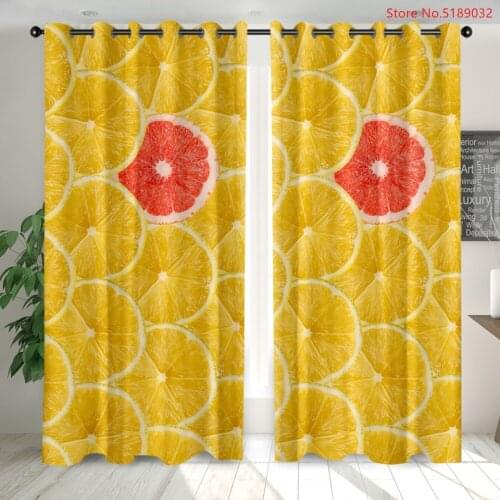 2 Panels Fruit Window Curtain for Living Room Bedroom Orange Food Series Kitchen Curtain Home Window Drapes Blackout Curtain