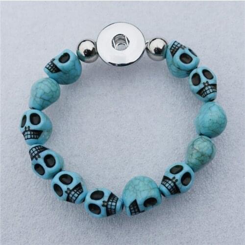 2 pcs/lot Resin Skull Beads 18mm Snap Buttons Bracelet Halloween Fashion Jewelry Gift For Men Women